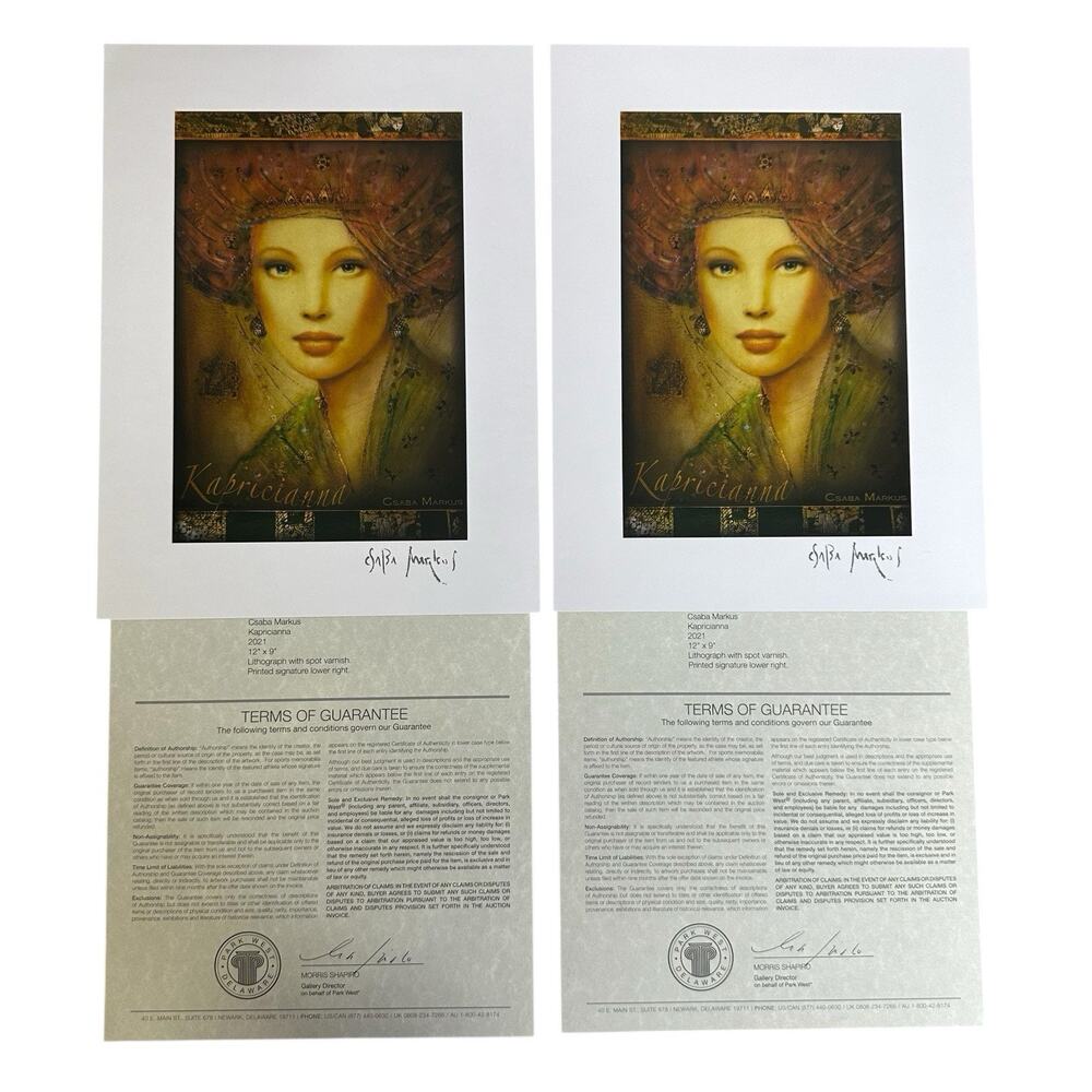 Csaba Markus 2021 Lithograph 12 x 9 Kapricianna and COA Lot of 2